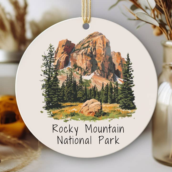 Rocky Mountain National Park Colorado Christmas Ornament for wholesale by Stad Woodlands