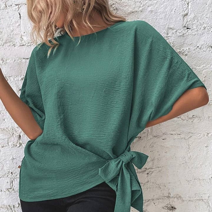 Casual Round Neck Knot Waist Tunic T-Shirt and other Purchase Wholesale plain round neck t shirts. Free Returns & Net 60 Terms on Faire trending on Faire.