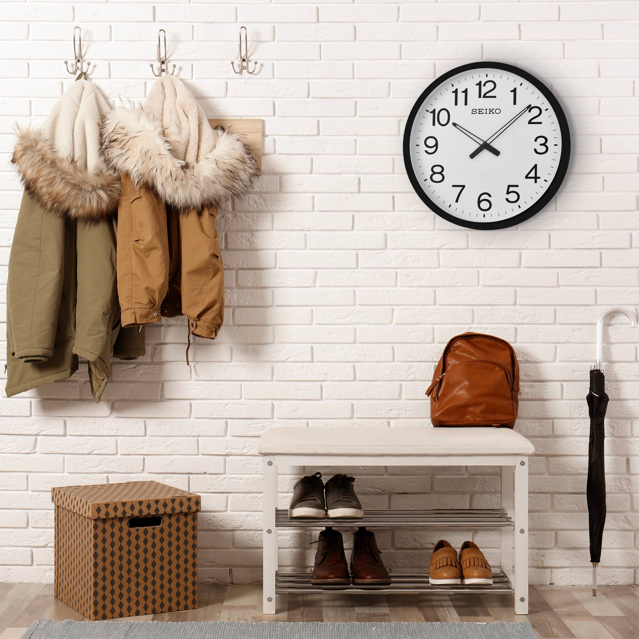 Seiko Clocks USA - Wholesale Wall Clock - 20" Ultra Modern White Framed Wall Clock4