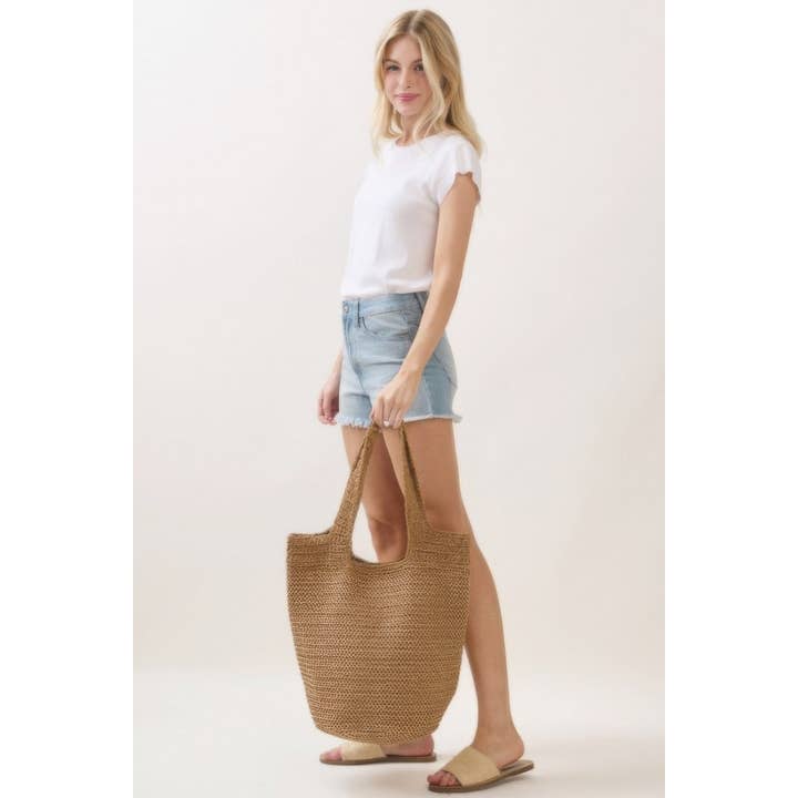 CC Wholesale Clothing - Wholesale Tote Bag - Women's - Round Bottom Handmade Strap Woven Straw Tote Bag16