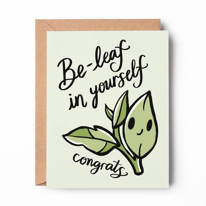Punny Leaf Congratulations Greeting Card | Graduation Card for wholesale by Soapster Box