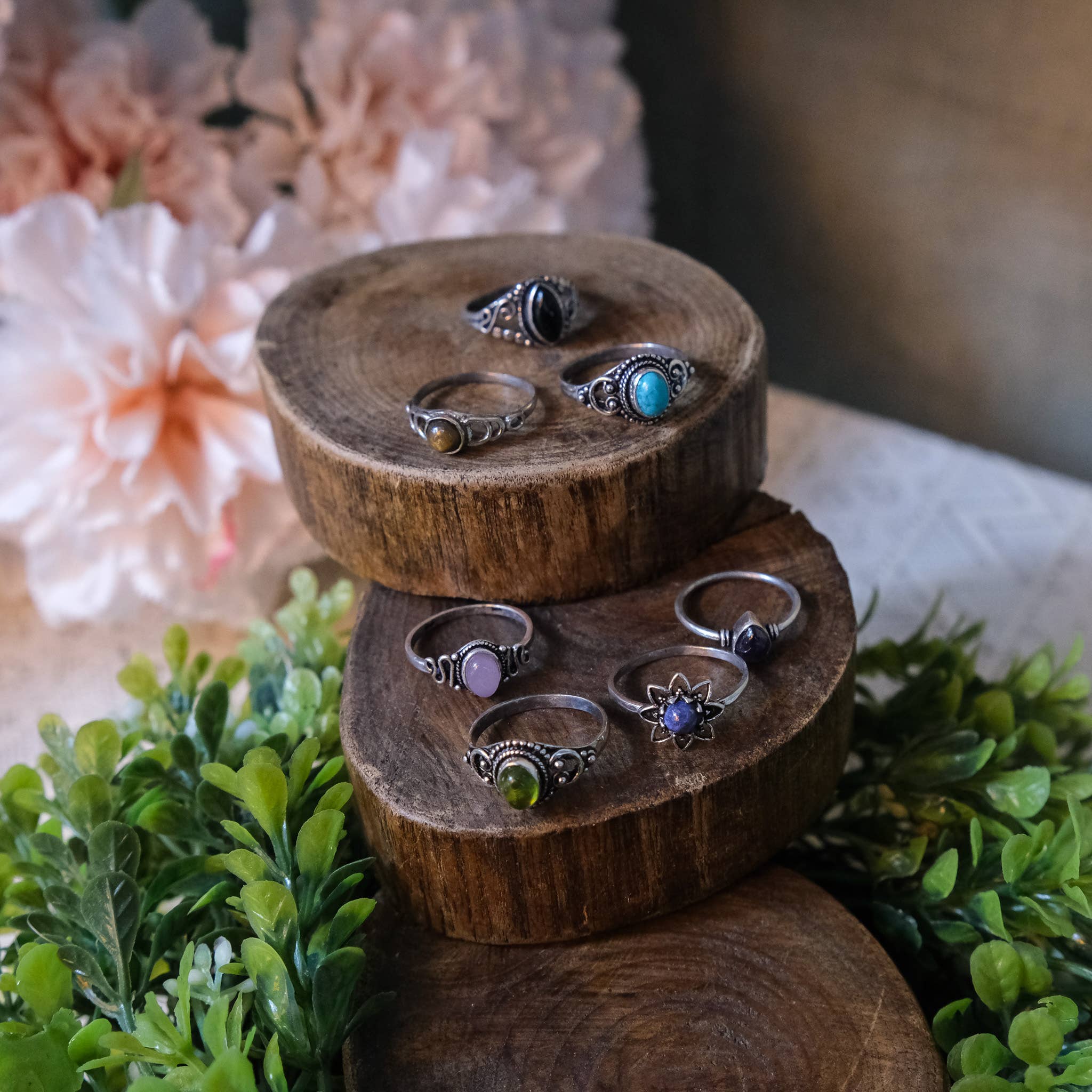 Karma Nepal Crafts - Wholesale Single Stone/Solitaire Ring - 100 Piece Bohemian Silver Crystal StackablRing  ($2.25 each)21