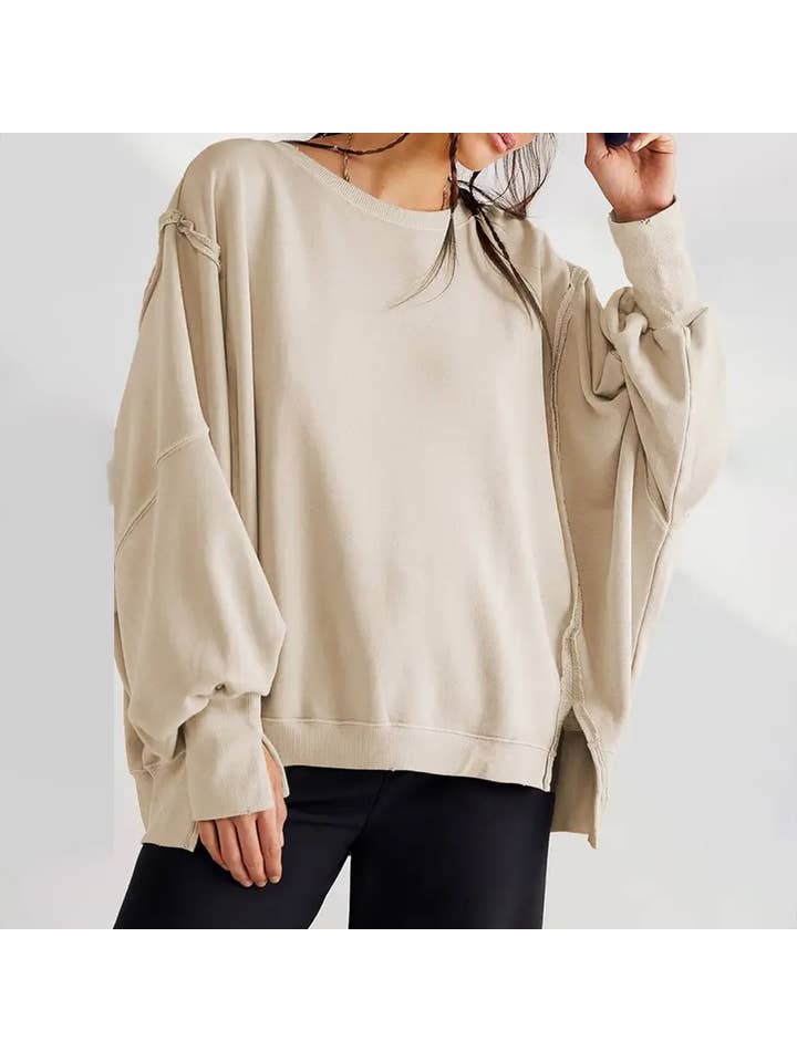 Lily Clothing - Vente Sweat-shirt – femme - Tendance de mode : sweat à capuche fendu, ample et uni.10
