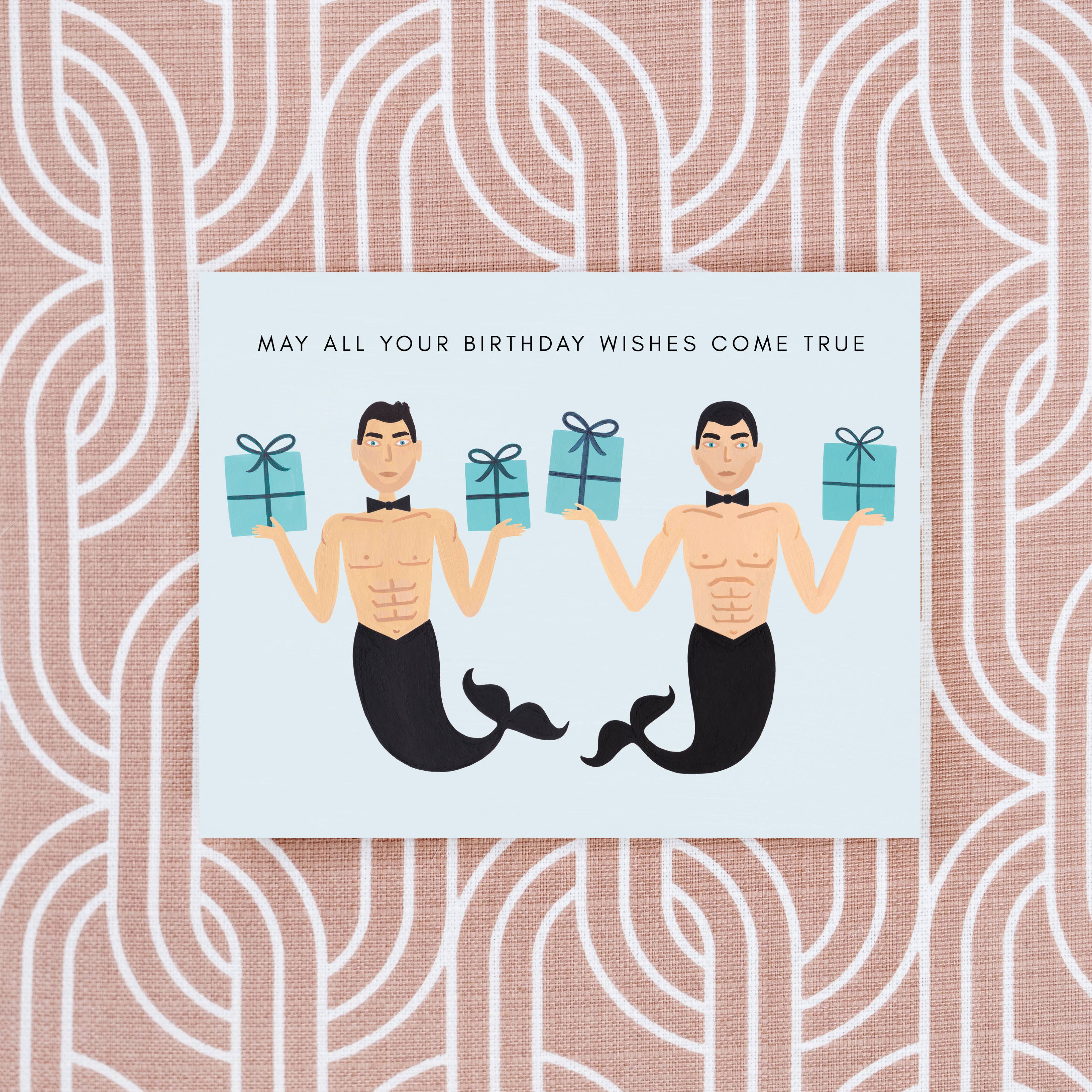 Girl w/ Knife – wholesale Birthday card – Mermen Birthday Wishes Greeting Card2