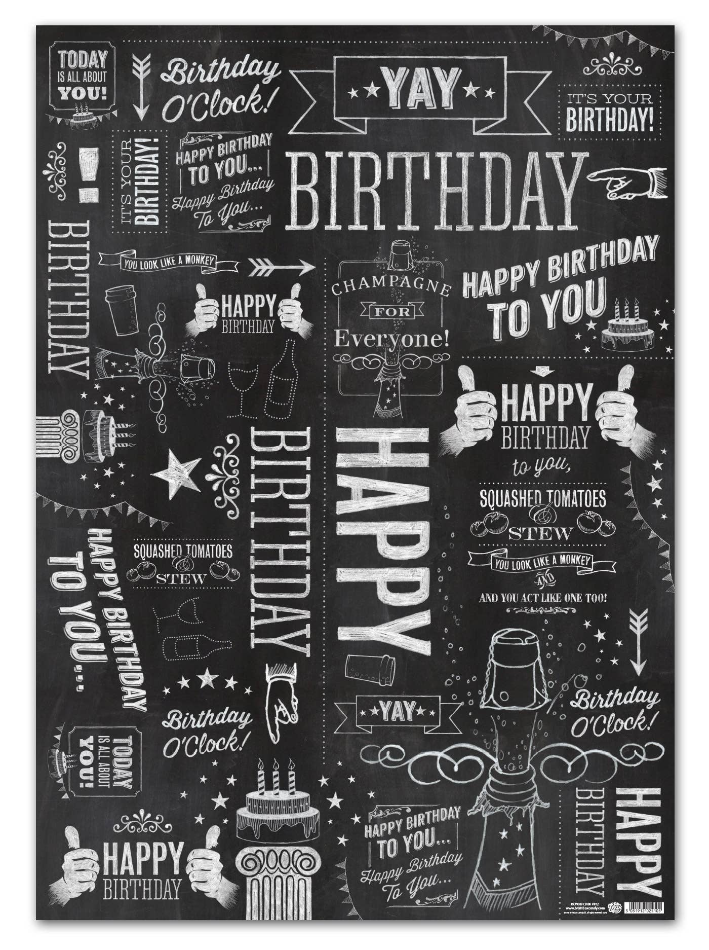 Brainbox Candy - Wholesale Flat Wrap - Birthday Gift Wrap  **25 x FLAT sheets in a pack**1