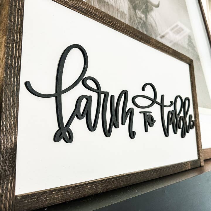 Dakota + Pine Design Co. - Vente Pancarte - Panneau en bois « De la ferme à la table »1