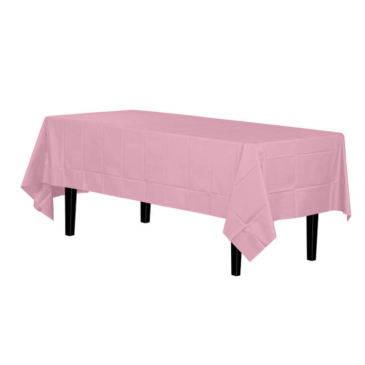 Premium Pink Disposable Plastic Tablecloth | 54x108In. for wholesale on Faire