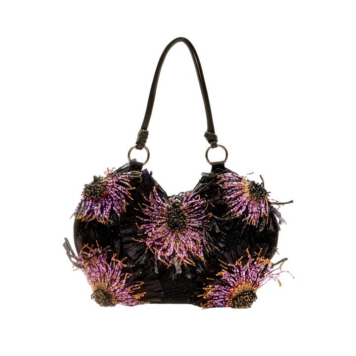 SOLARA RAFFIA BAG (Purple/Black) for wholesale by Onalaja