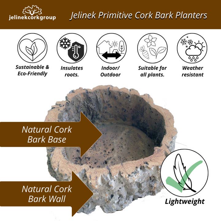 Jelinek Cork Group - Venta al por mayor Macetas - Maceta primitiva de corteza de corcho natural