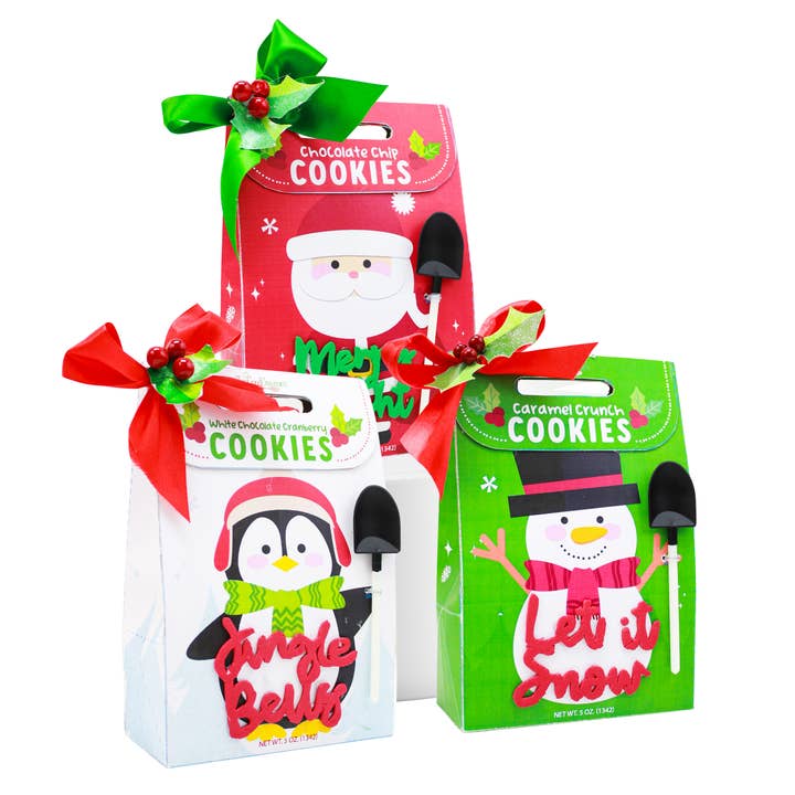 Cute Holiday Greetings Mini Cookie Boxes for wholesale by Too Good Gourmet