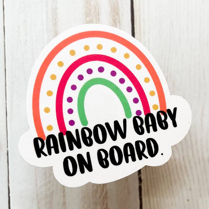 Rainbow Baby On Board Waterproof Vinyl Sticker and Car Decal for wholesale by MommaLovesBest