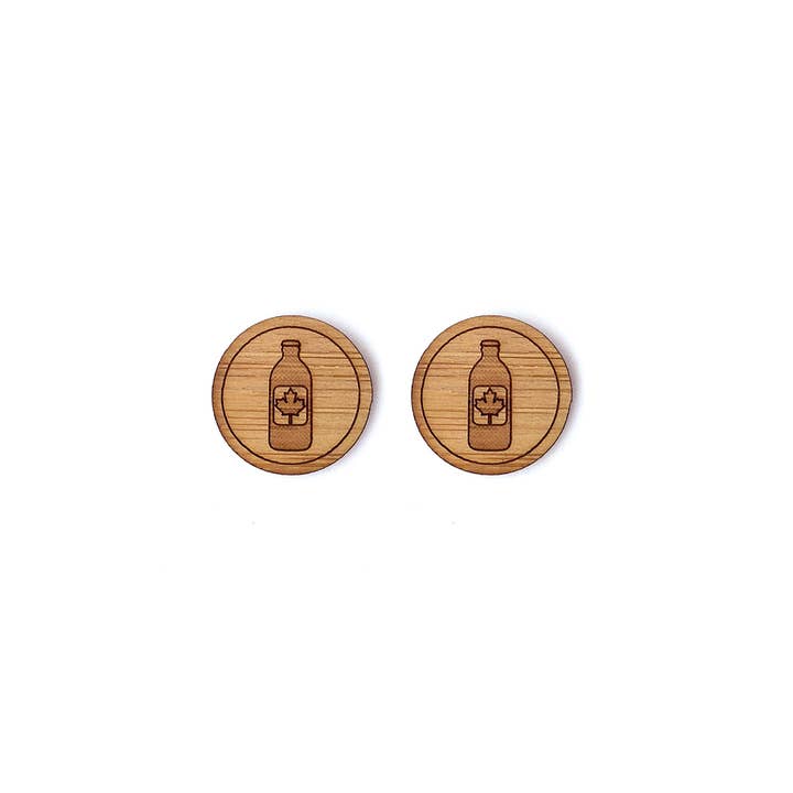 Cabin + Cub - Wholesale Stud/Post Earrings - Bamboo Wood Earrings - Beer Bottle