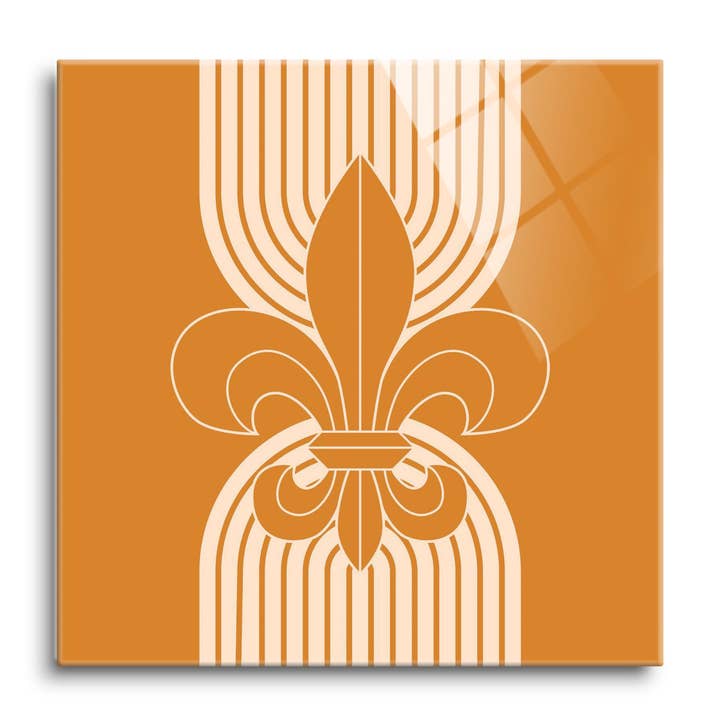 Modern Minimalist Louisiana Orange F|12x12 Glass Plaque for wholesale by Love Local