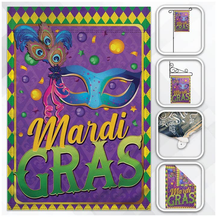 H&G Studios Mardi Gras (Jamboree) 12x18in Garden Flag for wholesale by Flags Importer