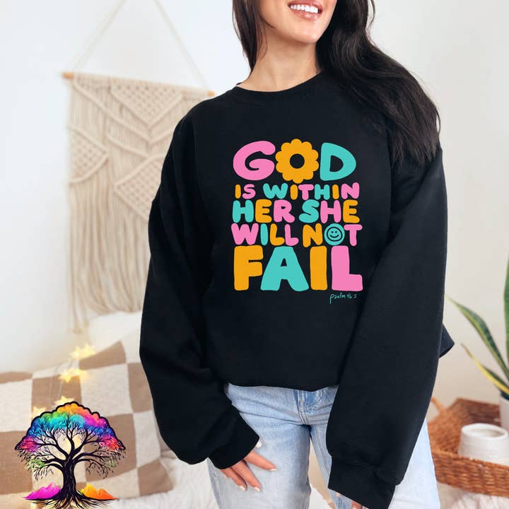 Christian Apparel-God is Within Her- Sweatshirt Style for wholesale by Honey & Haven