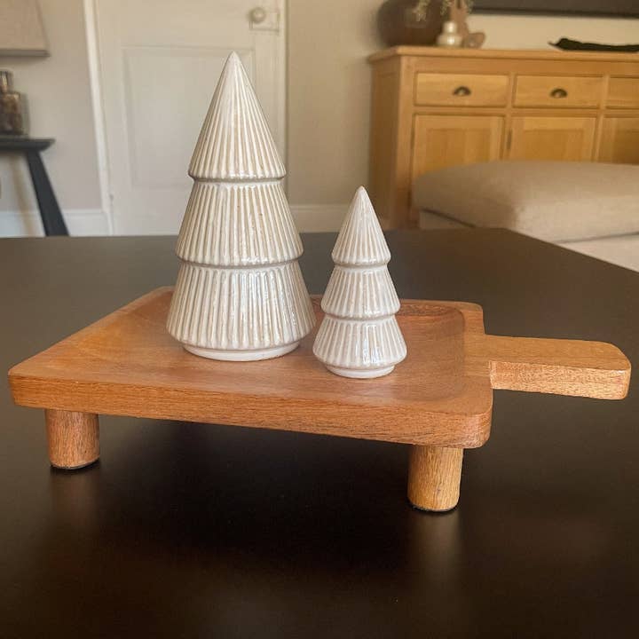 Gainsborough Giftware x Portland Living - Wholesale Decorative Tray - Wooden Tray W/Feet, 30cm4