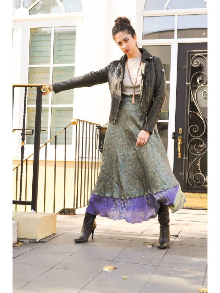 Guru - Wholesale Skirt – Women’s - Long Multi Wear Skirt (straight hem) Upcycled2