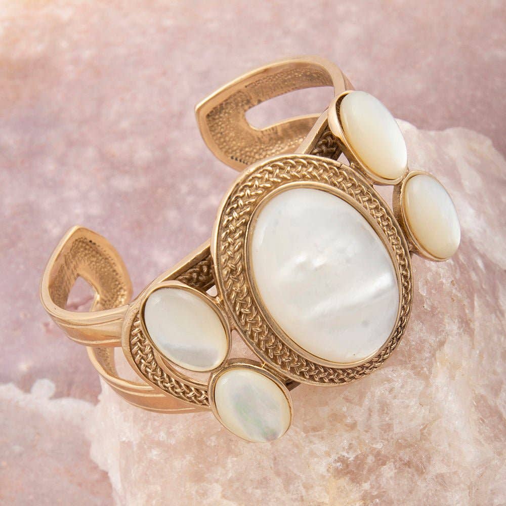 Barse Jewelry - Vendita all'ingrosso Bracciale a polsino - Bracciale a polsino dorato con madreperla Ovation2