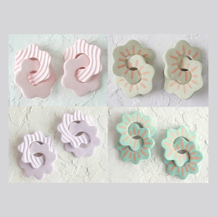 OOAK Flower Link Earring Collection - READY TO SHIP for wholesale by Quiet Clementine