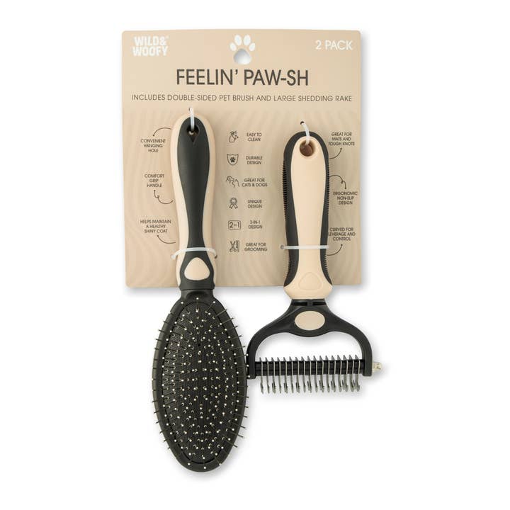 2pc Pet Grooming Brushes - Light Mocha for wholesale by Core Home