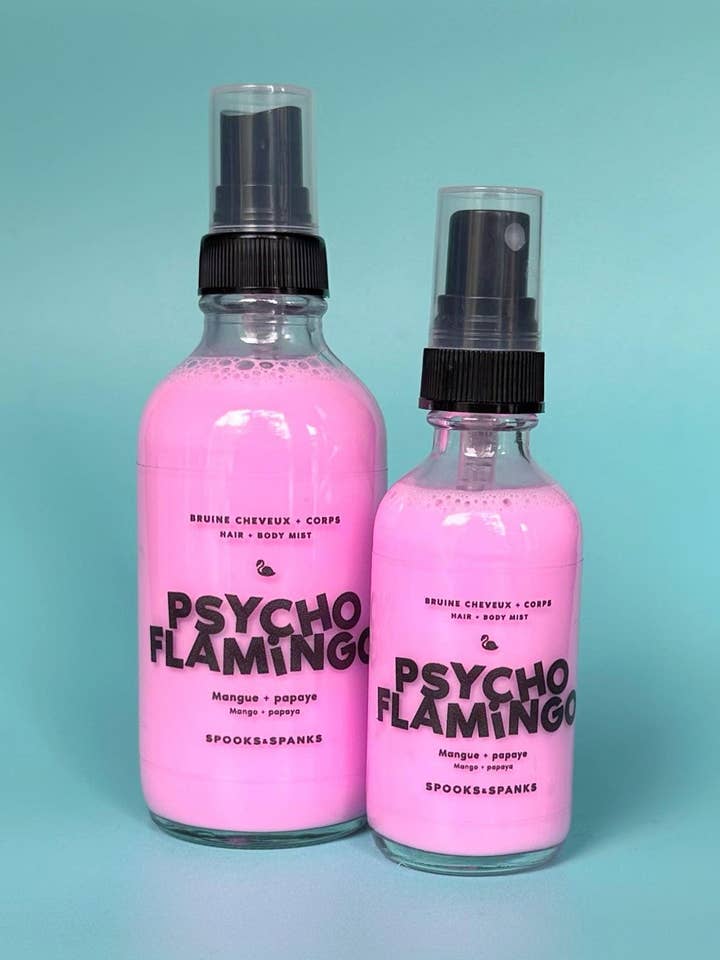 Psycho Flamingo mango + papaya Body and Hair Mist for wholesale by Spooks & Spanks