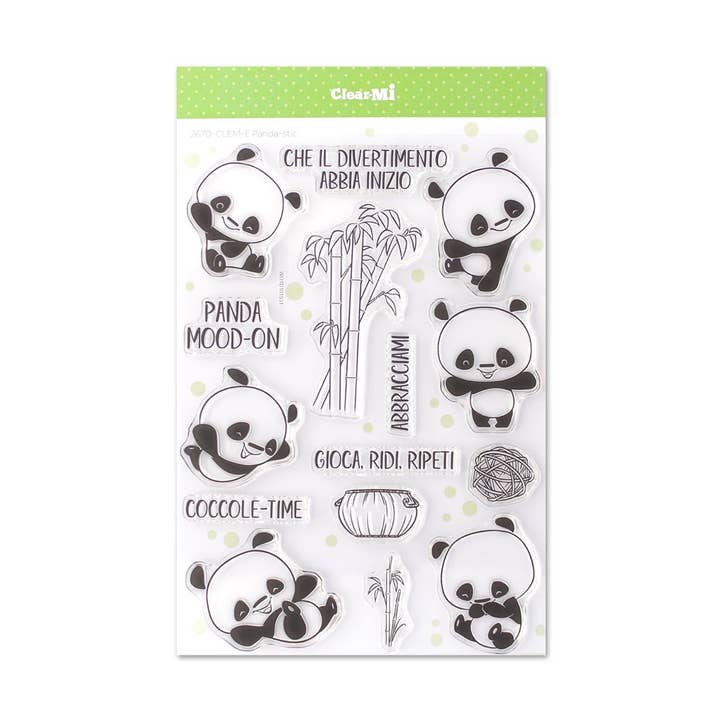 Panda-stic transparent polymer stamps for wholesale by Impronte D'Autore