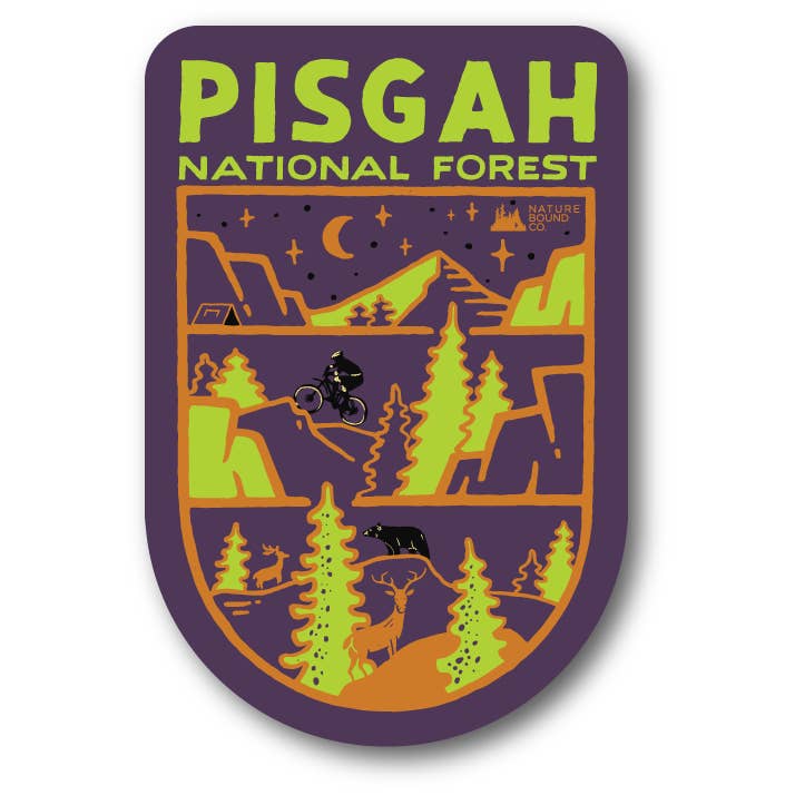 Pisgah National Forest Sticker | Purple Mountain Biker for wholesale by Nature Bound Co