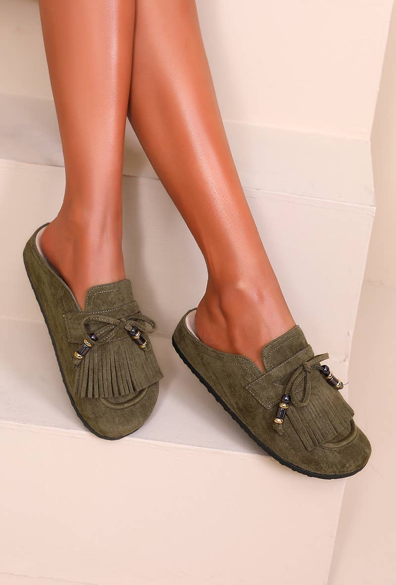 Joia Paris – wholesale Tofflor - Dam – Mules med fransar och dekorativa pärlor H8-979C2