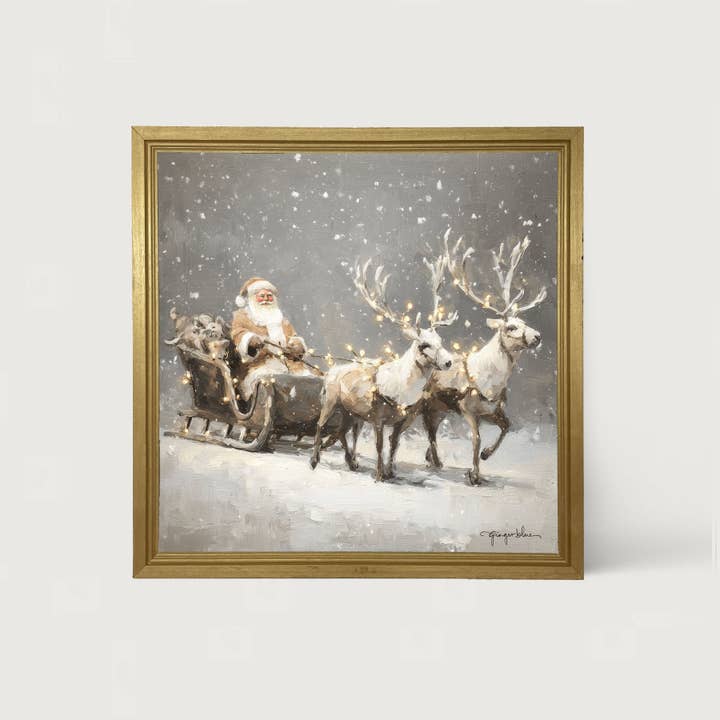 ginger blue - Wholesale Christmas Wall Art - Christmas Lights on Sleigh13