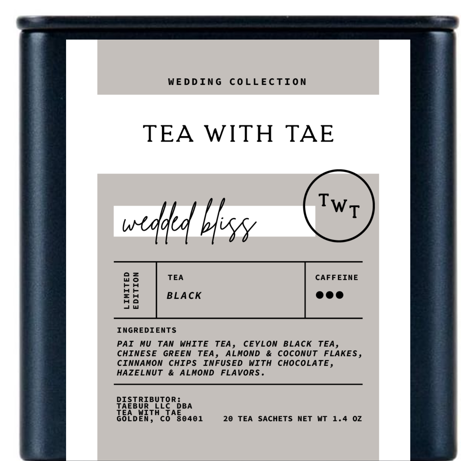 Tea with Tae - Venta al por mayor Bolsitas de té - Lata de té grande personalizada artesanal de regalo (20 bolsitas de té)0