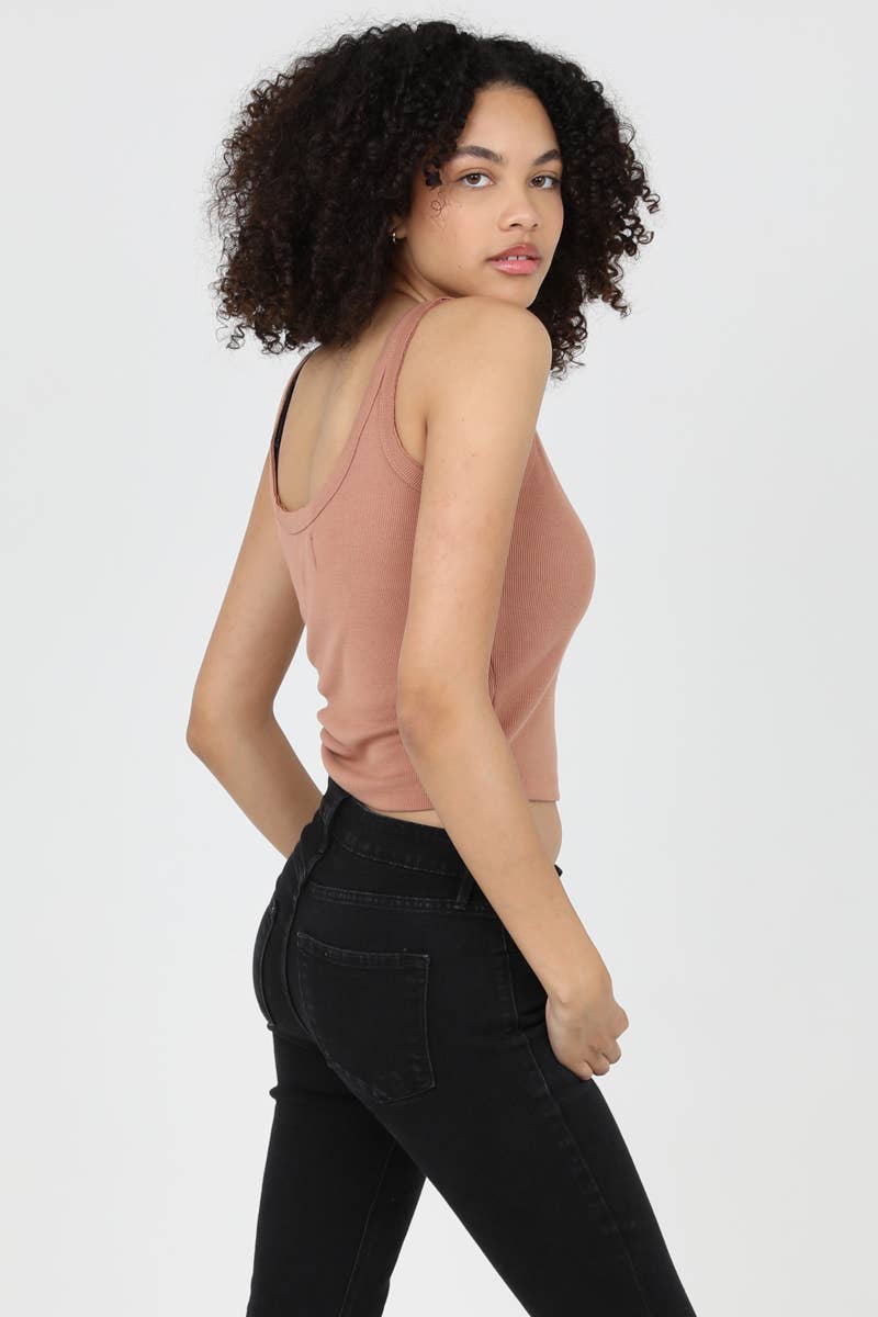 ANGIE - Wholesale Tank Top - Women's - X2DF9-ASIS NOTCH NECK RIB KNIT TANK TOP7