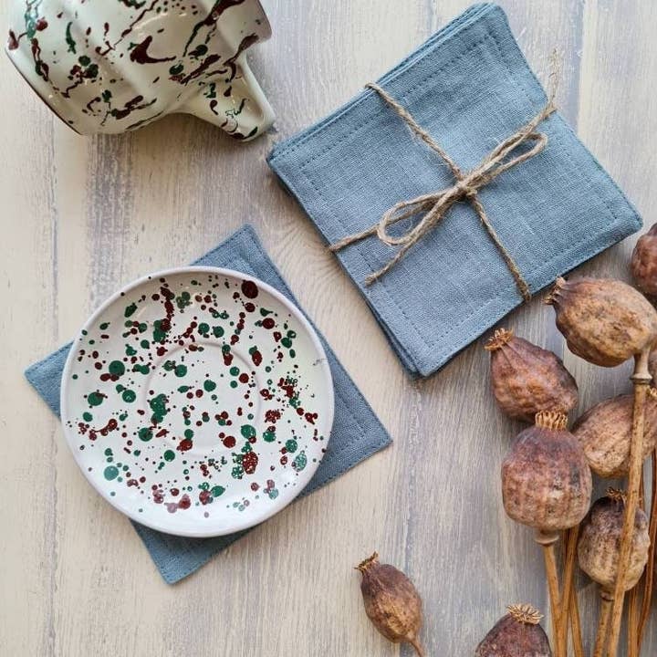 The Raw Linen - Wholesale Dinner & cloth napkin - Linen coasters, cocktail napkins, coaster set - off white0