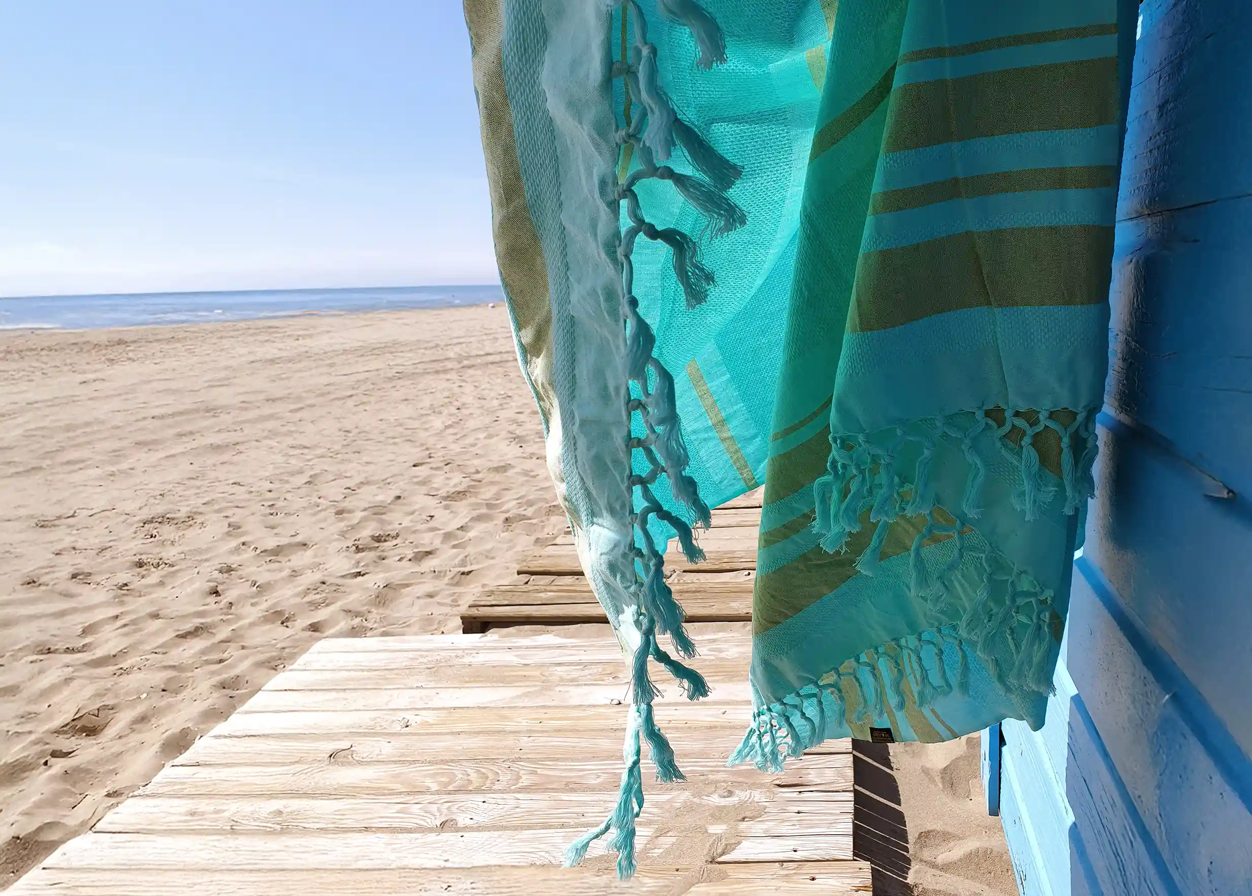 Karawan Authentic - Wholesale Beach Towel - GOTS ORGANIC COTTON HAMMAM TOWEL - GARDEN - TURKUAZ color4