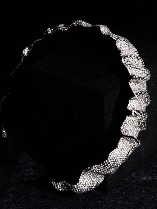 Silver Diamante Swirl Embellished Headband - Uliana for wholesale by Femme Luxe