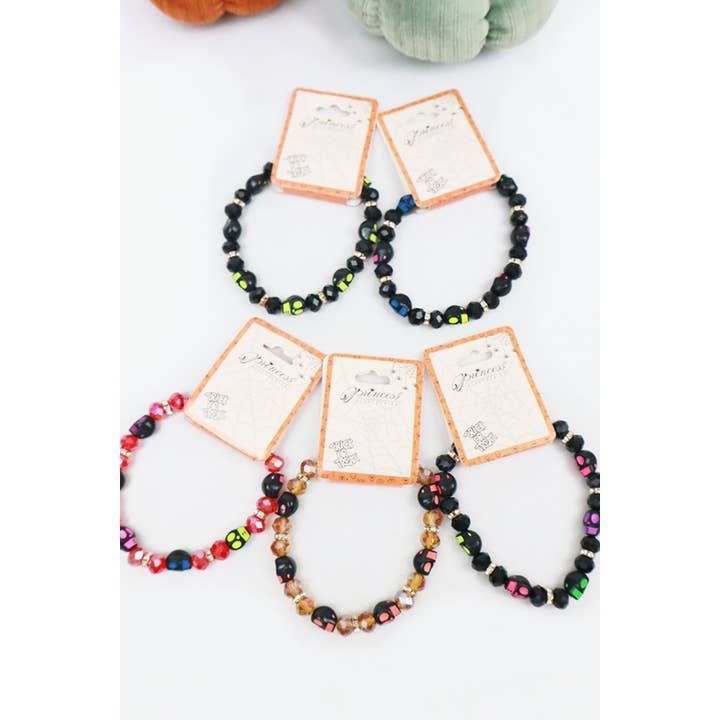 MIX COLOR Colorful Halloween Theme Skull Bracelet for wholesale on Faire