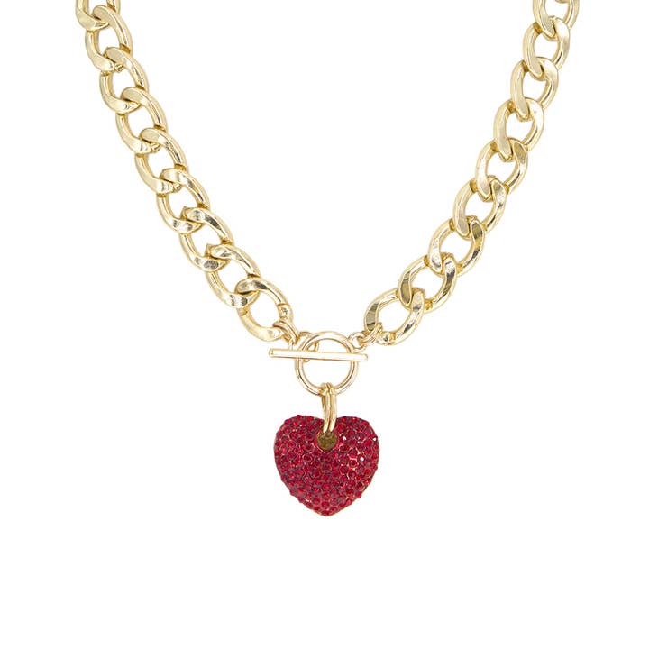 Collar con Colgante de Corazón Abultado – 43 cm de Longitud para venta al por mayor de Majestic Wholesale