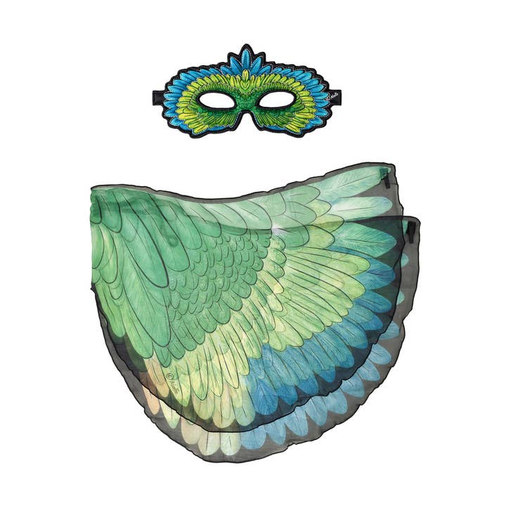 Green Parrot Wings + Mask for wholesale by DREAMY DRESS-UPS®
