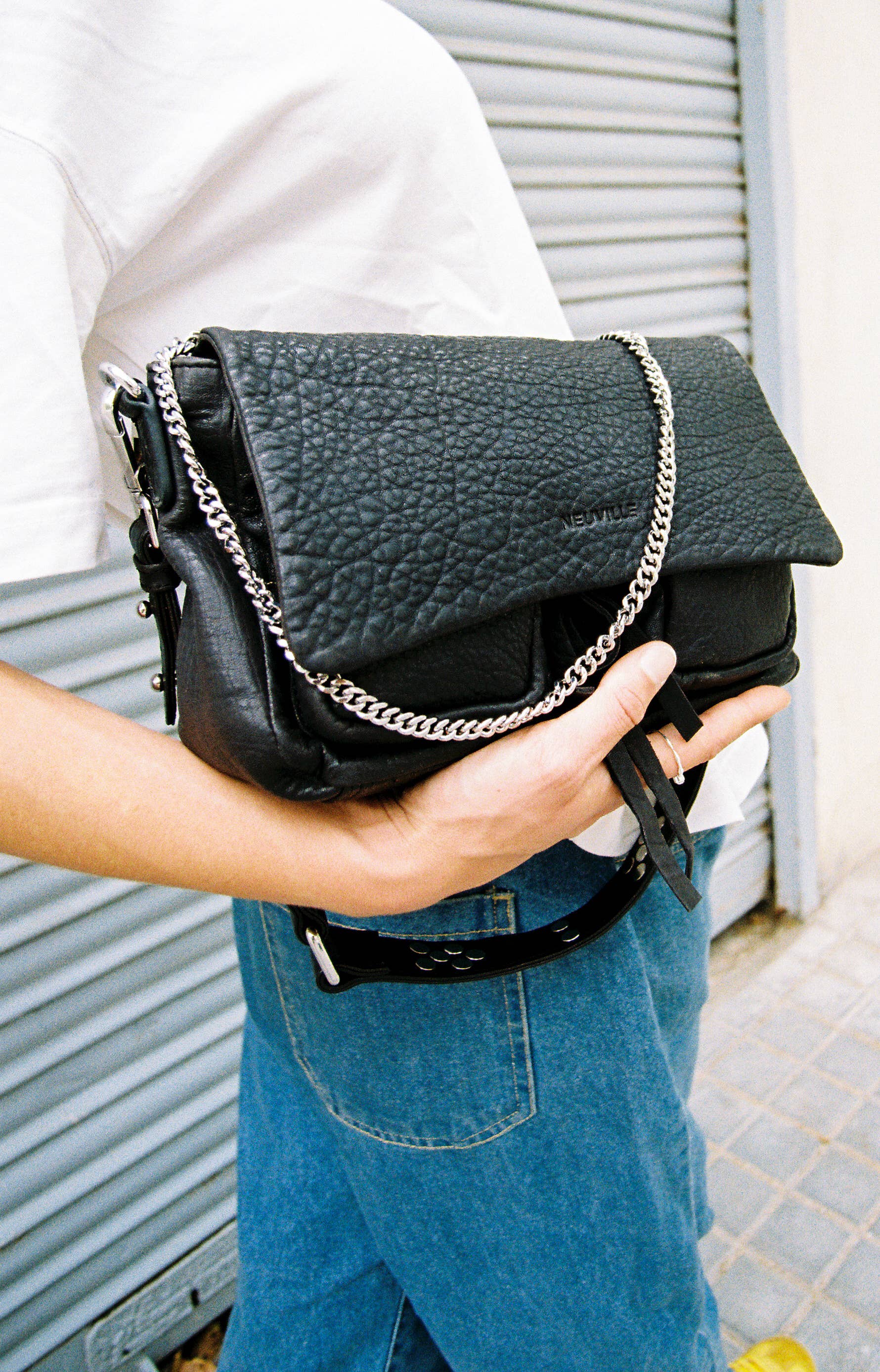 Neuville - Wholesale Shoulder Bag - Women's - MAXKE Bubble Black Leather Shoulder & Crossbody Bag1