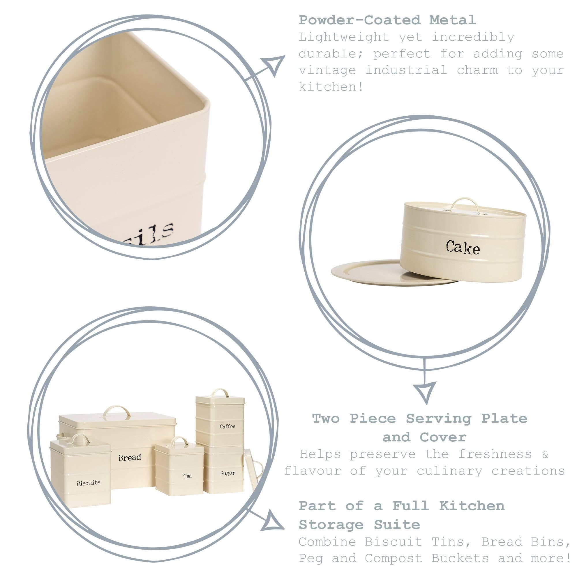 Rinkit Ltd - Wholesale Cake Stand - Harbour Housewares Metal Cake Tin - Cream4