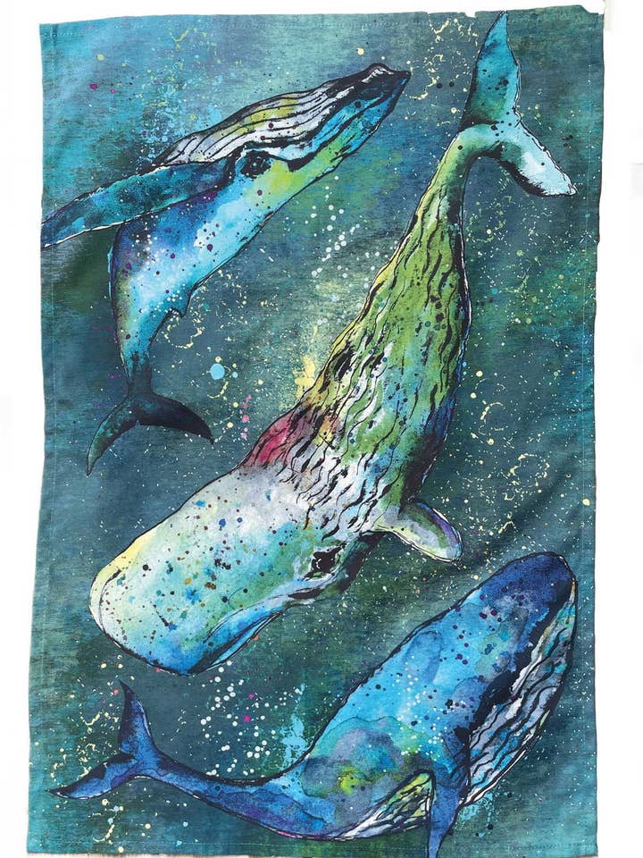Whale Tea Towel for wholesale by Dollyhotdogs