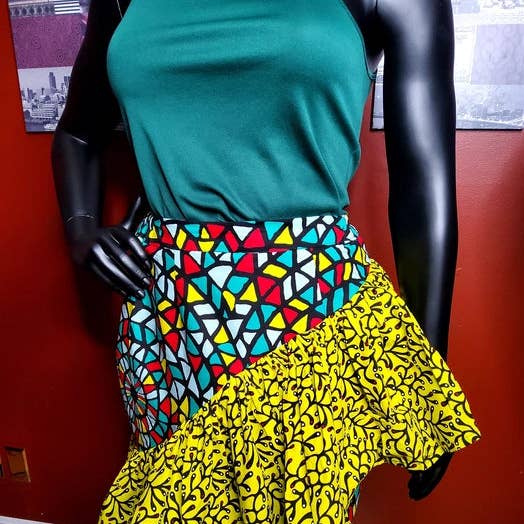 African Wax skirt with 360 frills for wholesale by Bimsol Stores