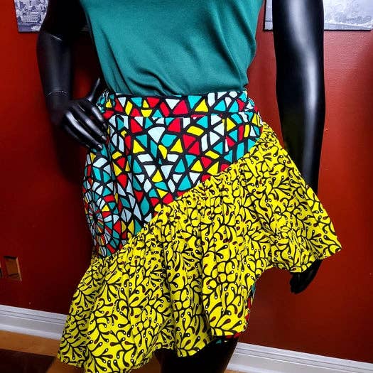 African Wax skirt with 360 frills for wholesale by Bimsol Stores
