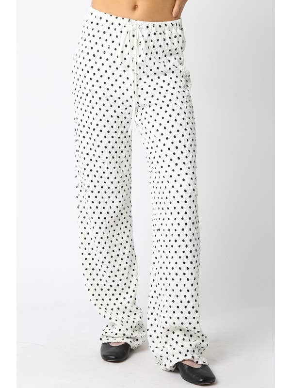 White Black Natallie Polka Dot Pants for wholesale on Faire