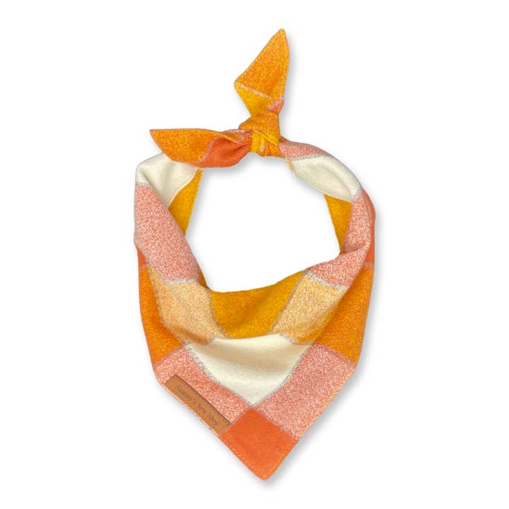 Pumpkin Head Flannel Dog Bandana for wholesale by Cuddl