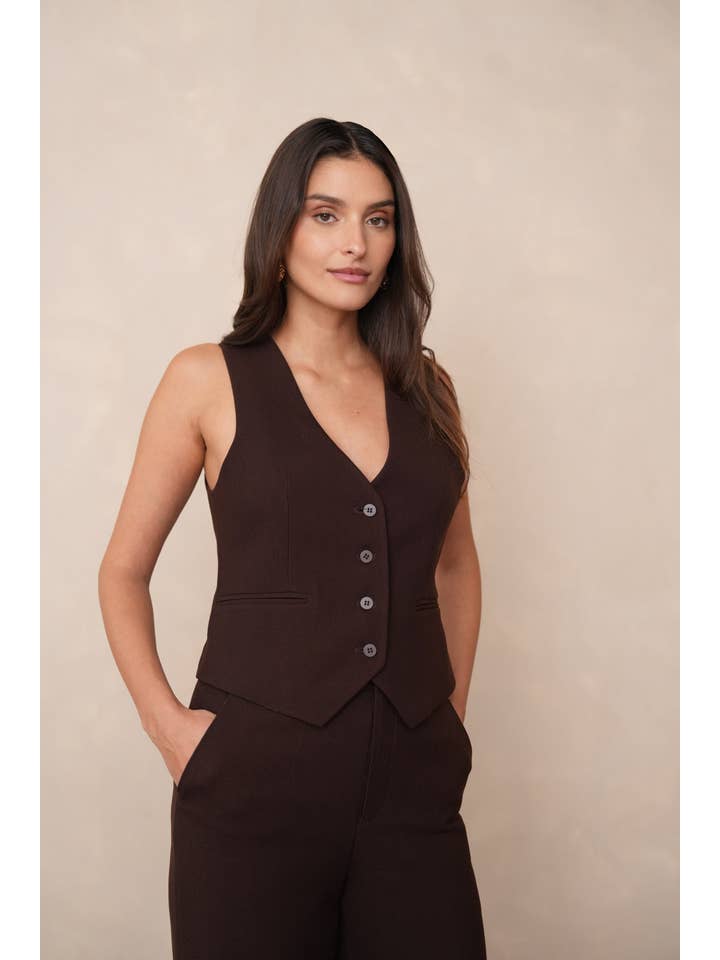 Attentif Paris – Colete de fato – Mulher por atacado – Colete ajustado de alfaiate em tecido de inverno21