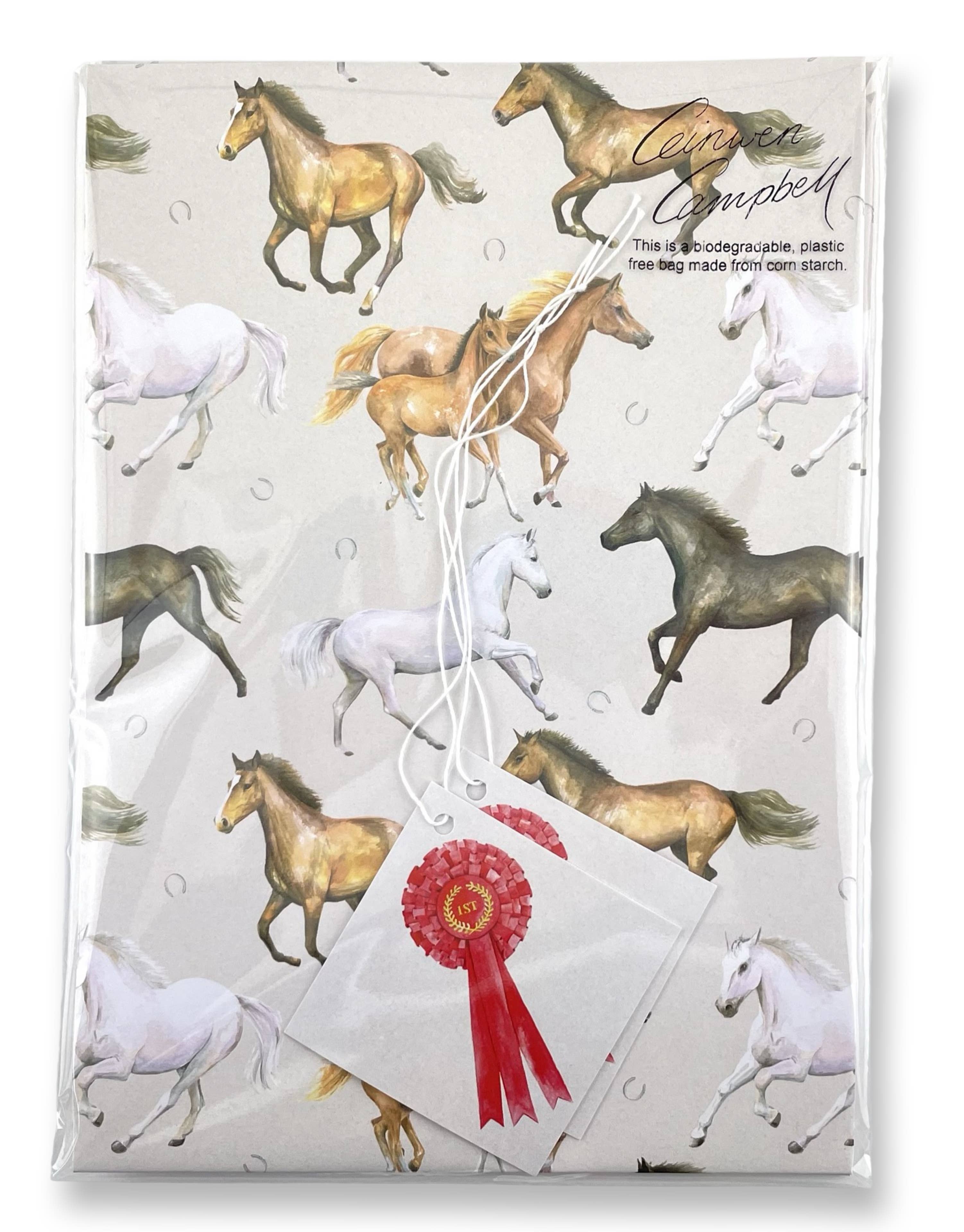 The Arty Penguin - Wholesale Flat Wrap - Horses and foal Recycled and Recyclable Gift Wrap & tags3