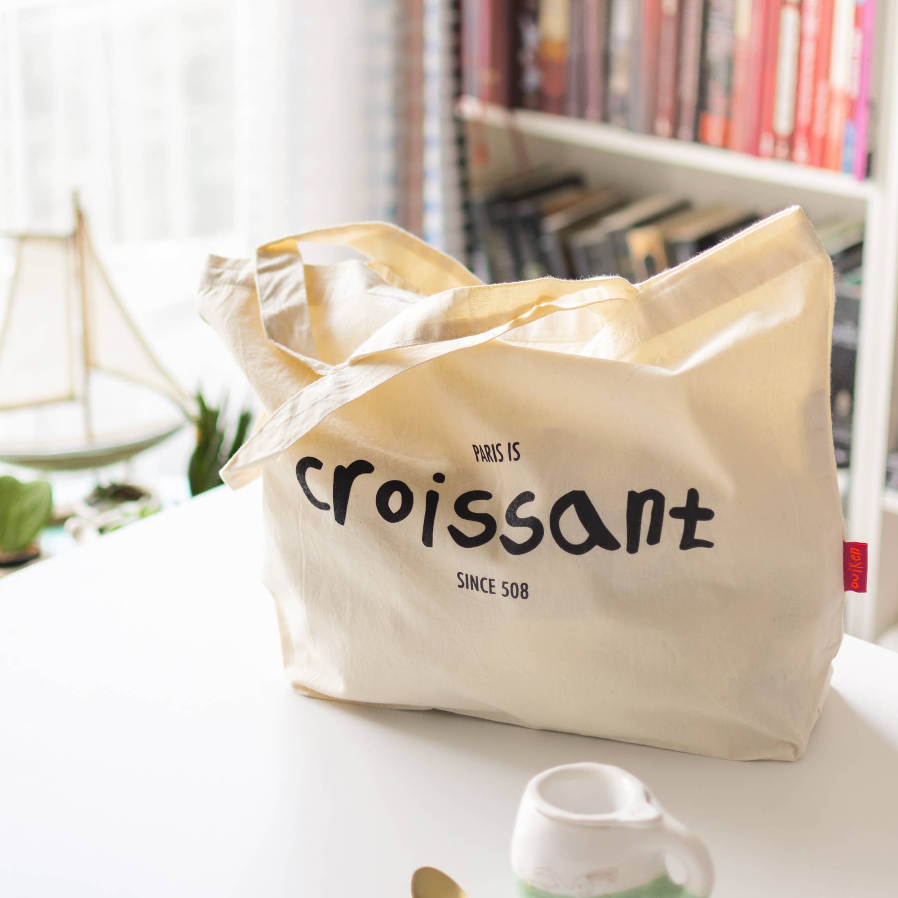 De Uno a Diez - Vente Tote bag – unisexe - Sac tote en coton bio | Série Gourmet « Paris is croissant »1