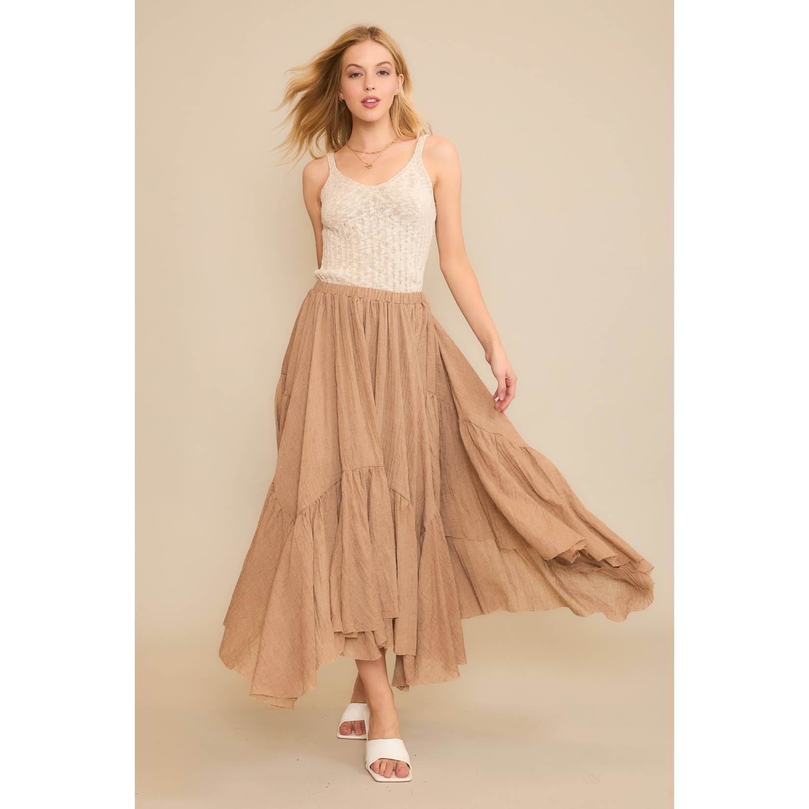 Sweet Generis - Wholesale Skirt - Women's - ASYMMETRICAL RAW-EDGE RUCHED UNEVEN HEMLINE SKIRT12