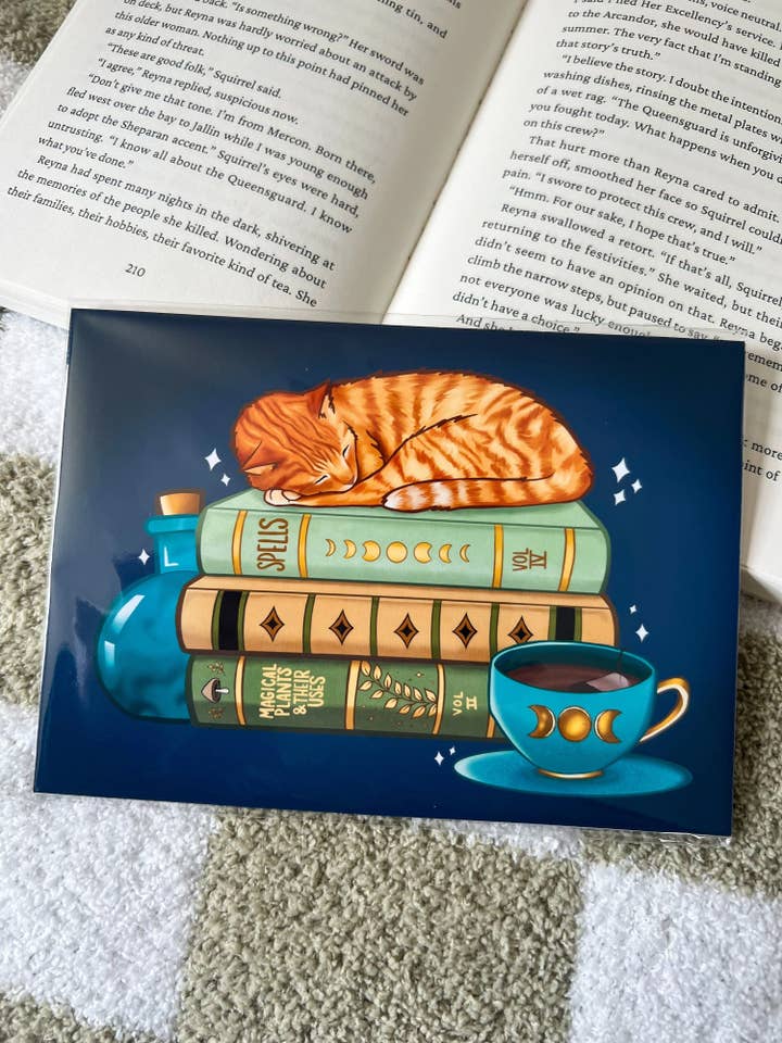 Witchy Orange Cat Bookish Art Print for wholesale by Chapter & Claw Studio