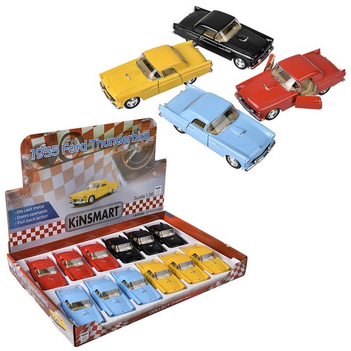 The Toy Network - Wholesale Toy Car/Truck - Kids - 5" Diecast Pull Back 1955 Ford Thunderbird